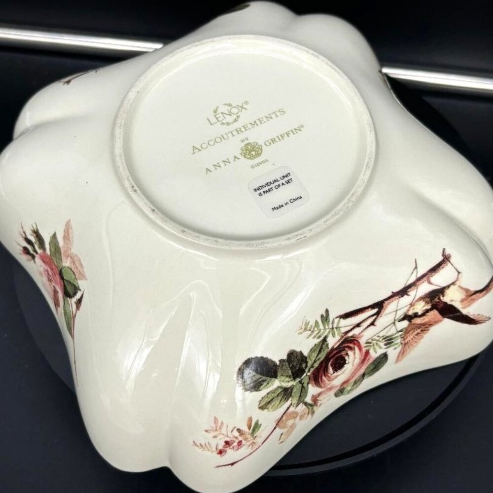 Vintage Lenox Accoutrements by Anna Griffin Bird Floral Serving Bowl 7" - Picture 7 of 7